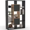 Image de Etagère Bibliothèque Colette Avec 11 Compartiments Et 2 Cases Noir Et Effet Bois 143 Cm