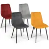 Image de Lot de 4 chaises mila en velours mix color vintage bordeaux, gris foncé, gris clair, jaune ocre