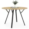 Image de Table À Manger Fixe Ronde Yseult 4-6 Personnes Bois Et Noir Design Industriel 110 Cm