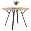 Image de Table à manger fixe ronde yseult 4-6 personnes bois et noir design industriel 110 cm