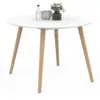 Image de Table à manger fixe ronde angela 4-6 personnes blanc pieds bois 110 cm
