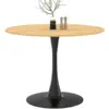 Image de Table À Manger Ronde Dalia 4 Personnes Pieds Tulipe Bois Et Noir 100 Cm