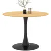Image de Table à manger ronde dalia 4 personnes pieds tulipe bois et noir 100 cm