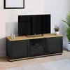 Image de IDMARKET Meuble TV 110 cm VITO avec tiroir et niche noir et bois