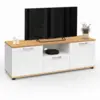 Image de Meuble tv 110 cm vito avec tiroir et niche blanc et bois