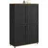 Image de Buffet Haut H. 125 Cm Vito 4 Portes Noir Et Bois