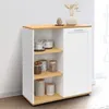 Image de ID MARKET buffet dappoint VITO 3 étagères 70 cm Contemporain bois et blanc