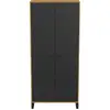 Image de Armoire vestiaire penderie ester 2 portes métal noir et contour bois design industriel