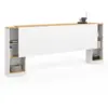 Image de Tête De Lit Sur Pied Extensible Avec Chevets Coulissants Catba Pour Lit 140 Et 160 Cm Blanc Et Façon Bois