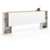 Image de Tête de lit sur pied extensible avec chevets coulissants catba pour lit 140 et 160 cm blanc et façon bois