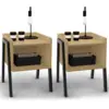 Image de Lot De 2 Tables De Chevets Dalat 1 Niche Bois Et Pieds Métal Noir Design Industriel