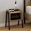 Image de IDMARKET Lot de 2 tables de chevets DALAT 1 niche bois et pieds métal noir design industriel