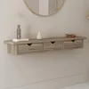 Image de IDMARKET Etagère murale console dentrée LISE 3 tiroirs façon hêtre
