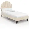 Image de Lit Simple Coquillage 90 X 190 Cm Amanda Avec Sommier Velours Beige
