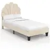 Image de Lit simple coquillage 90 x 190 cm amanda avec sommier velours beige