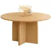 Image de Table À Manger Fixe Japandi Ronde Edith 6 Personnes Bois Effet Hêtre 110 Cm