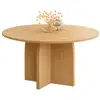 Image de Table à manger fixe japandi ronde edith 6 personnes bois effet hêtre 110 cm