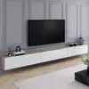 Image de IDMARKET Meuble TV 300 cm suspendu ELIO 3 portes bois et blanc