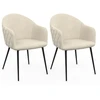 Image de Lot De 2 Chaises De Salle À Manger, Fauteuils De Table Moly En Velours Gaufré Beige
