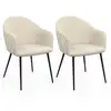 Image de Lot de 2 chaises de salle à manger, fauteuils de table moly en velours gaufré beige