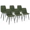 Image de Lot de 6 chaises mila en velours vert kaki pour salle à manger