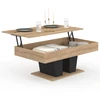 Image de Table Basse Plateau Relevable Rectangulaire Eliad Bois Et Noir