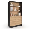 Image de Etagère Bibliothèque Carla 3 Niveaux Xxl 1 Placard Noir Et Effet Bois 190 Cm
