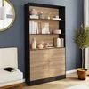 Image de IDMARKET Etagère bibliothèque CARLA 3 niveaux XXL 1 placard noir et effet bois 190 cm