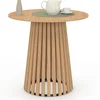 Image de Table À Manger Ronde Carmen 4 Personnes Pied Bois En Lattes Et Plateau Bois 80 Cm