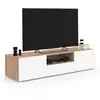 Image de Meuble Tv 140 Cm Eli Bois Façon Hêtre Portes Blanches
