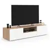 Image de Meuble tv 140 cm eli bois façon hêtre portes blanches