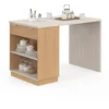 Image de Ilot Central Mange-debout 4 Personnes Vito 130 Cm Bois Et Plateau Effet Travertin