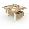 Image de Table basse plateau relevable rectangulaire convertible en table à manger phoenix 97,5 cm bois et blanc