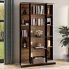 Image de IDMARKET Bibliothèque coulissante ALPHONSE 5 niveaux 15 niches bois et noir