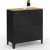 Image de Buffet D'appoint Casier 70 Cm Ester 4 Portes En Métal Noir Plateau Bois Design Industriel