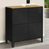 Image de ID MARKET buffet dappoint 4 portes 70 cm Moderne bois et noir métal
