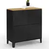 Image de Buffet d'appoint casier 70 cm ester 4 portes en métal noir plateau bois design industriel