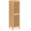 Image de Armoire De Rangement Edhen 1 Porte 3 Étagères Bois Et Cannage