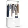 Image de Dressing penderie 2 tiroirs l. 80 cm brooklyn bois blanc et métal blanc