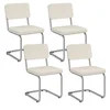Image de Lot De 4 Chaises Cantilever Nahe En Velours Côtelé Beige Et Pied Métal