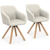 Image de Lot De 2 Chaises Pivotantes De Salle À Manger, Fauteuils De Table Jany En Velours Côtelé Beige