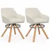 Image de Lot de 2 chaises pivotantes de salle à manger, fauteuils de table jany en velours côtelé beige