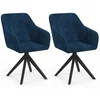 Image de Lot De 2 Chaises Pivotantes De Salle À Manger, Fauteuils De Table Mady En Velours Bleu