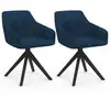 Image de Lot de 2 chaises pivotantes de salle à manger, fauteuils de table mady en velours bleu