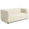 Image de Canapé Droit 2 Places Capitonné Amance En Tissu Bouclette Beige