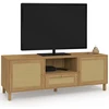 Image de Meuble Tv 140 Cm Vintage Hanae 3 Portes Effet Naturel Cannage