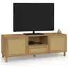 Image de Meuble tv 140 cm vintage hanae 3 portes effet naturel cannage