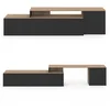 Image de Meuble Tv 140-180 Cm Modulable D'angle Basile Rotatif Bois Et Noir