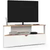 Image de Meuble Tv 100 Cm D'angle Eli Bois Façon Hêtre Et Blanc