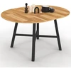 Image de Table À Manger Extensible Ronde Madeleine 4-6 Personnes Bois Et Métal Noir 110 - 150 Cm